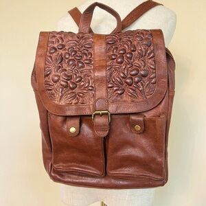100% Brown Leather Mini Backpack